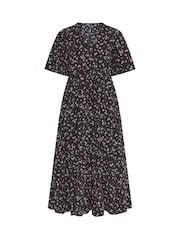 Yours Curve Black Ditsy Floral Textured Maxi Dress - Image 5 of 5