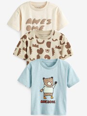 Hellbraun - Kurzarm-T-Shirt mit Tiermotiven im 3er-Pack (3 M.–7 J.) - Bild 1 von 3