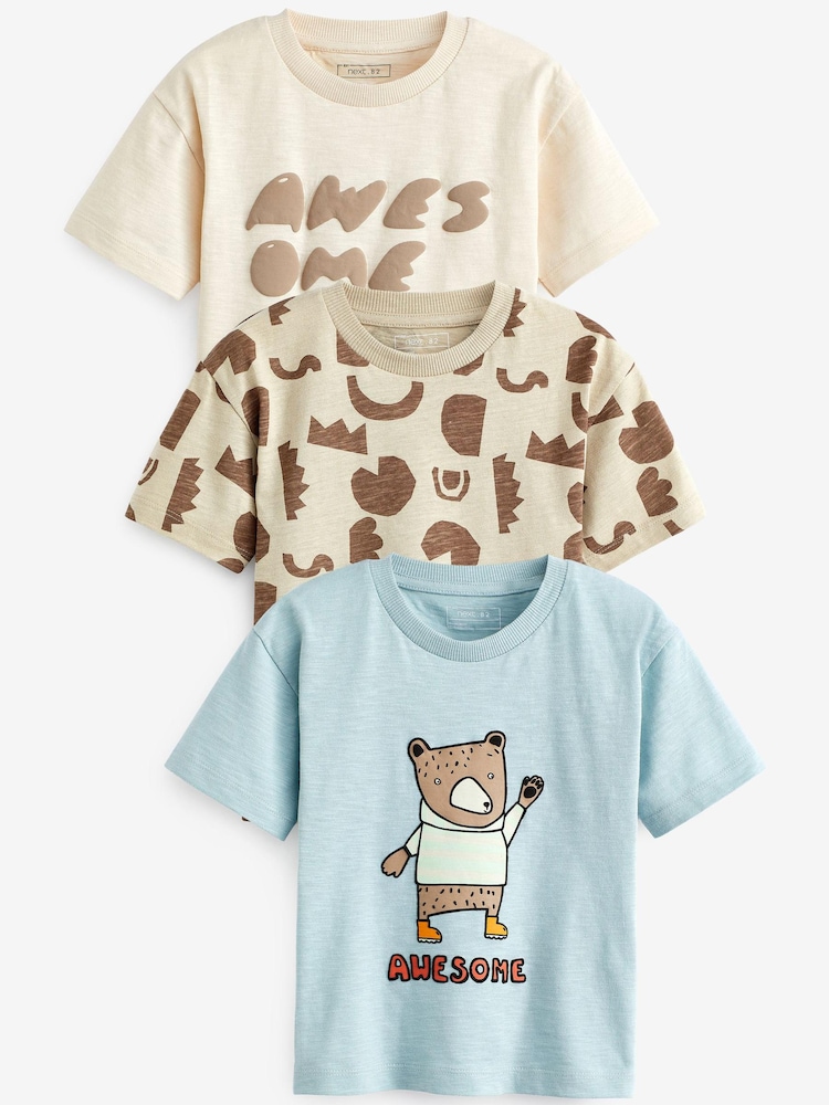 Hellbraun - Kurzarm-T-Shirt mit Tiermotiven im 3er-Pack (3 M.–7 J.) - Bild 1 von 3