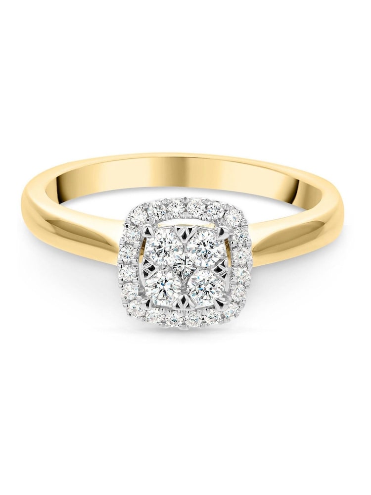 Beaverbrooks 9CT Yellow Gold Diamond Cluster Ring - Image 2 of 5 Beaverbrooks 9CT Yellow Gold Diamond Cluster Ring - Image 2 of 5