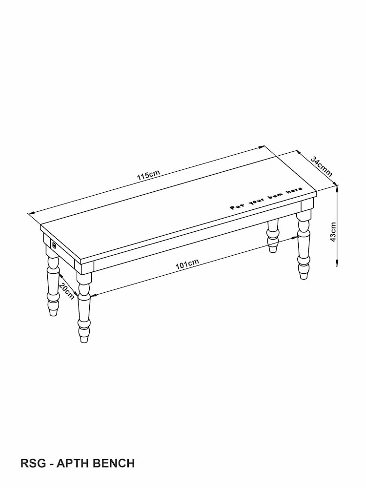 Rockett St George Black Apothecary Style Dining Bench - Image 5 of 5