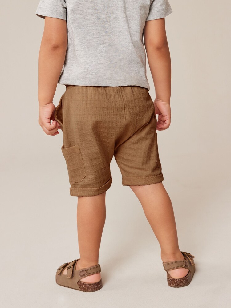 Hellbraun - Leichte, texturierte Jersey-Shorts aus 100 % Baumwolle (3M.–7J.) - Bild 2 von 7