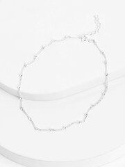 Accessorize Sterling Silver Bobble Chain Anklet - Image 3 of 4