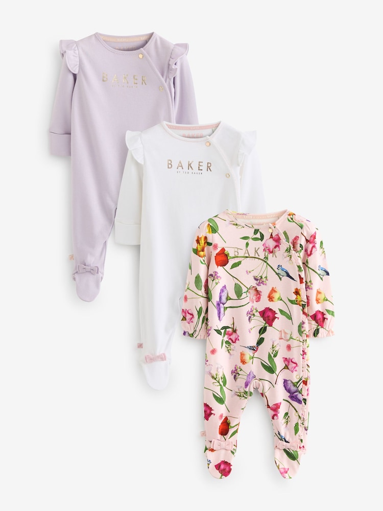 Baker by Ted Baker 100% Cotton Sleepsuits  3 Pack - Image 1 of 8