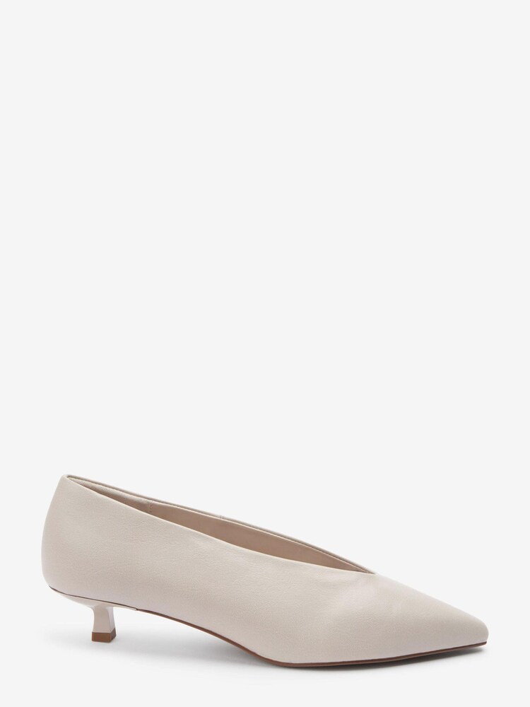 Bone Cream Forever Comfort® High Cut Kitten Heel Court Shoes - Image 1 of 5