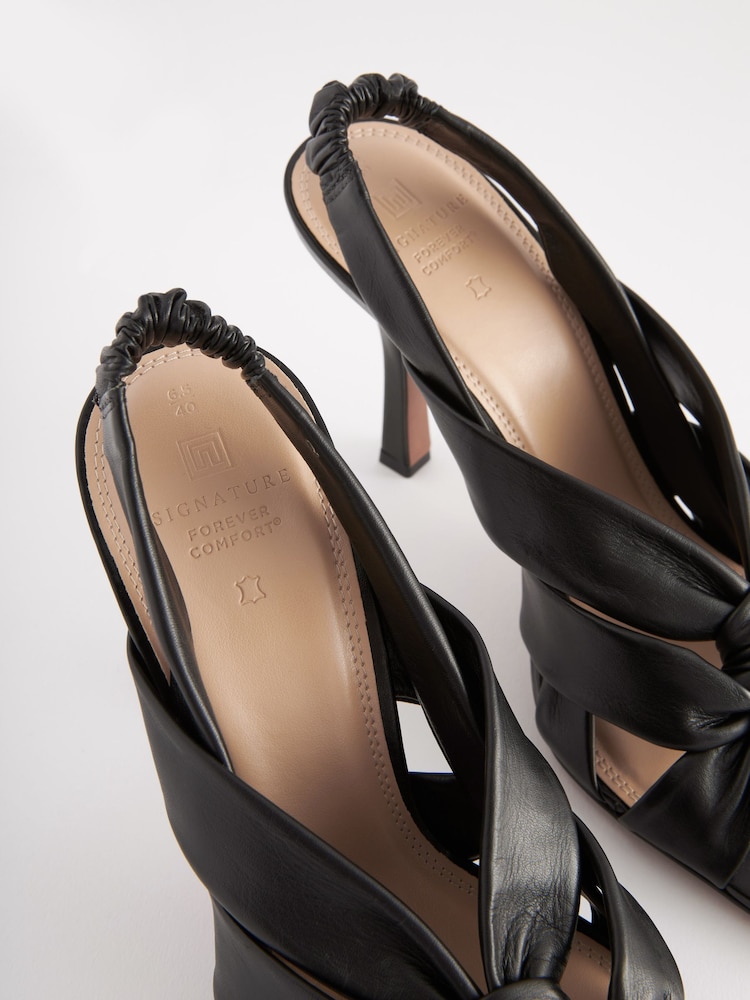 Black Signature Forever Comfort® Leather Twist Sandals - Image 2 of 5