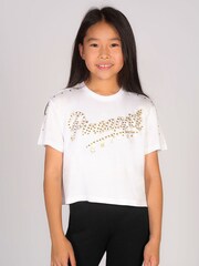Pineapple White Stud Logo Girls Crop T-Shirt - Image 1 of 5