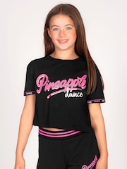 Pineapple Black Logo Girls Dance Crop T-Shirt - Image 1 of 6