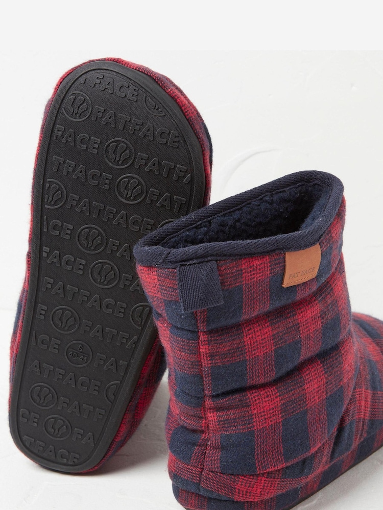 FatFace Red Carlton Check Slipper Boots - Image 4 of 4 FatFace Red Carlton Check Slipper Boots - Image 4 of 4