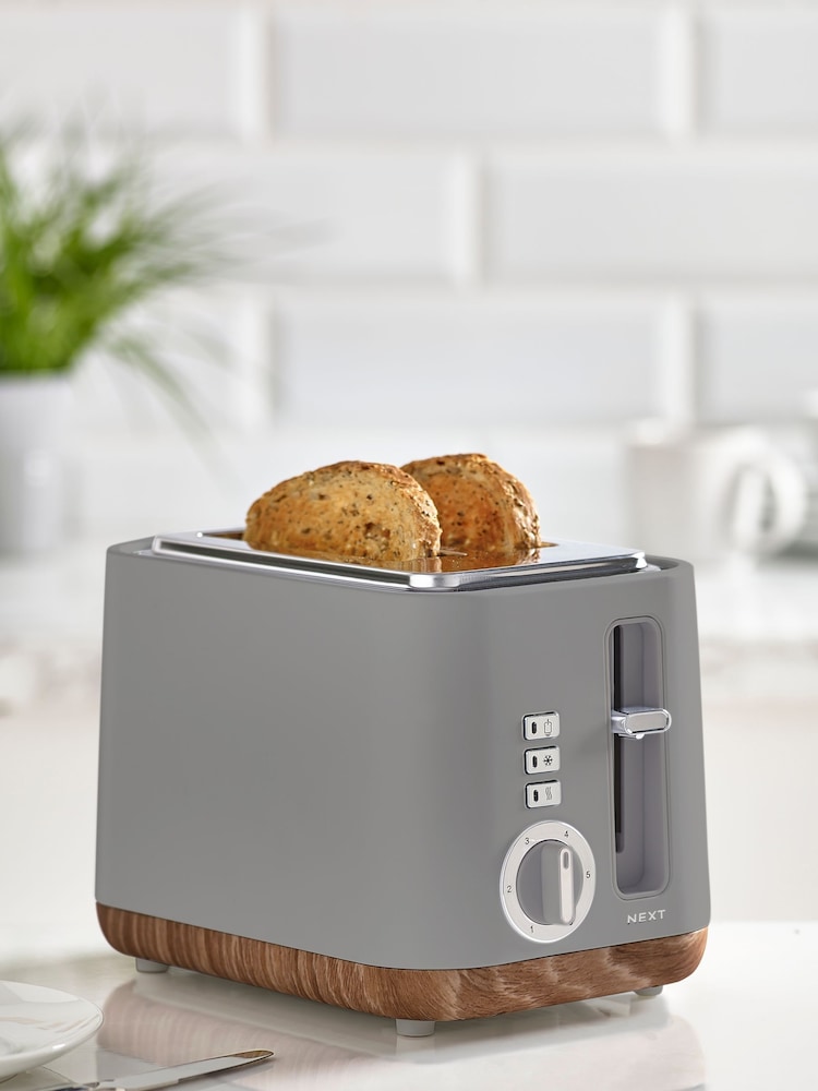 Grey Bronx Wood Effect 2 Slice Toaster - Image 1 of 4