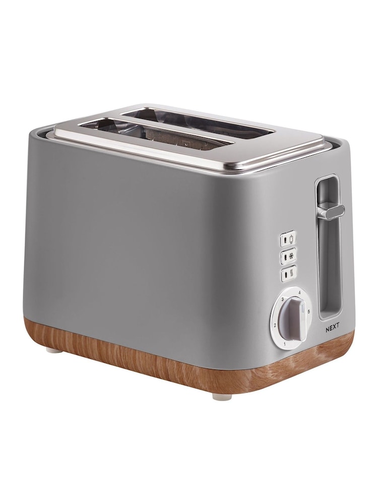 Grey Bronx Wood Effect 2 Slice Toaster - Image 2 of 4