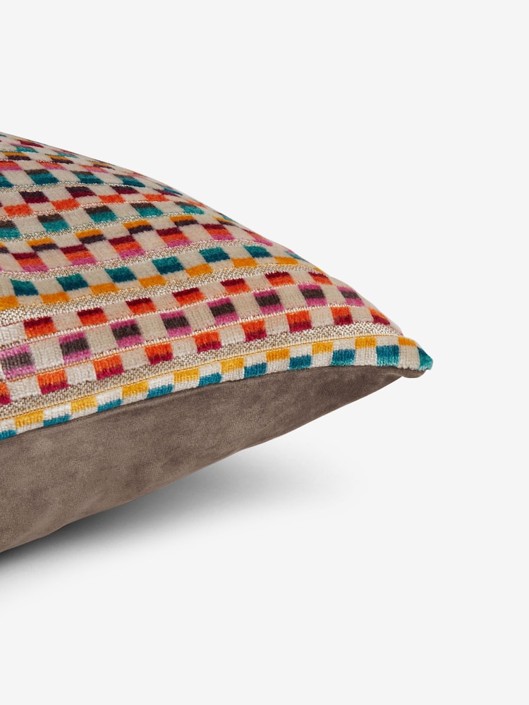 Multi Bright 43 x 43cm Cut Velvet Multi Stripe Cushion - Image 2 of 7