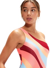 Speedo Multi Printed Asymmetric 1 Piece Swimsuit - Image 6 of 10