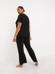Simply Be Black Luna Secret Support Jersey Lace Lounge Set - Image 2 of 6
