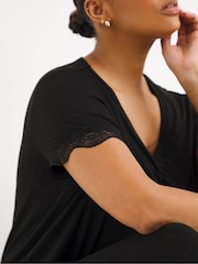 Simply Be Black Luna Secret Support Jersey Lace Lounge Set - Image 4 of 6