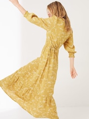 FatFace Yellow Penryn Painted Bird Midi Dress - Image 3 of 8