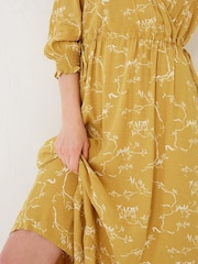 FatFace Yellow Penryn Painted Bird Midi Dress - Image 7 of 8