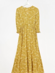 FatFace Yellow Penryn Painted Bird Midi Dress - Image 8 of 8