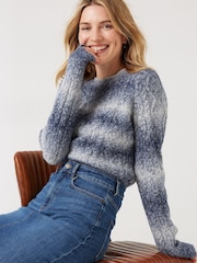 FatFace Blue Darcey Stripe Jumper - Image 1 of 4