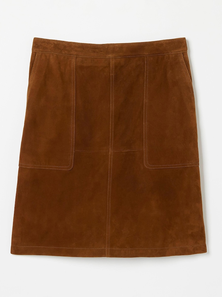 FatFace Eliza Brown Suede Skirt - Image 3 of 3
