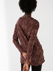 FatFace Purple Leena Textured Dot Longline T-Shirt - Image 2 of 4