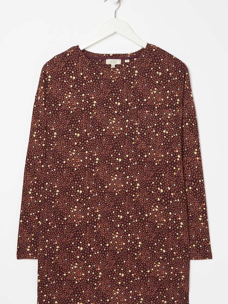 FatFace Purple Leena Textured Dot Longline T-Shirt - Image 4 of 4