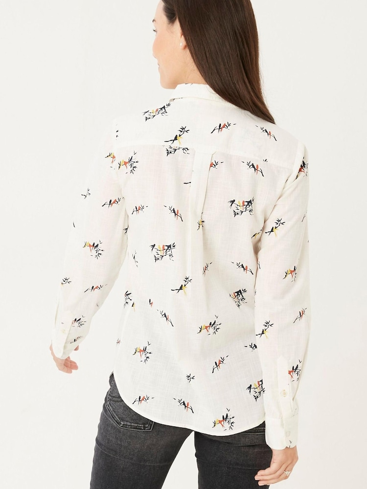 FatFace Natural Olivia Bird Printed Shirt - Image 2 of 4 FatFace Natural Olivia Bird Printed Shirt - Image 2 of 4