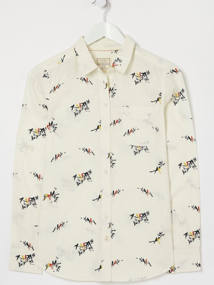 FatFace Natural Olivia Bird Printed Shirt - Image 4 of 4