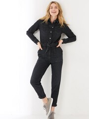 FatFace Imogen Black Boilersuit - Image 1 of 3