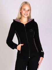Pineapple Black Leopard Stripe Womens Zip Hoodie - Image 1 of 6