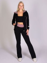 Pineapple Black Leopard Stripe Womens Zip Hoodie - Image 2 of 6
