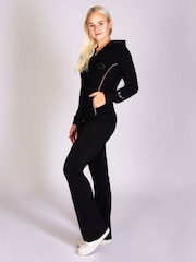 Pineapple Black Leopard Stripe Womens Zip Hoodie - Image 3 of 6