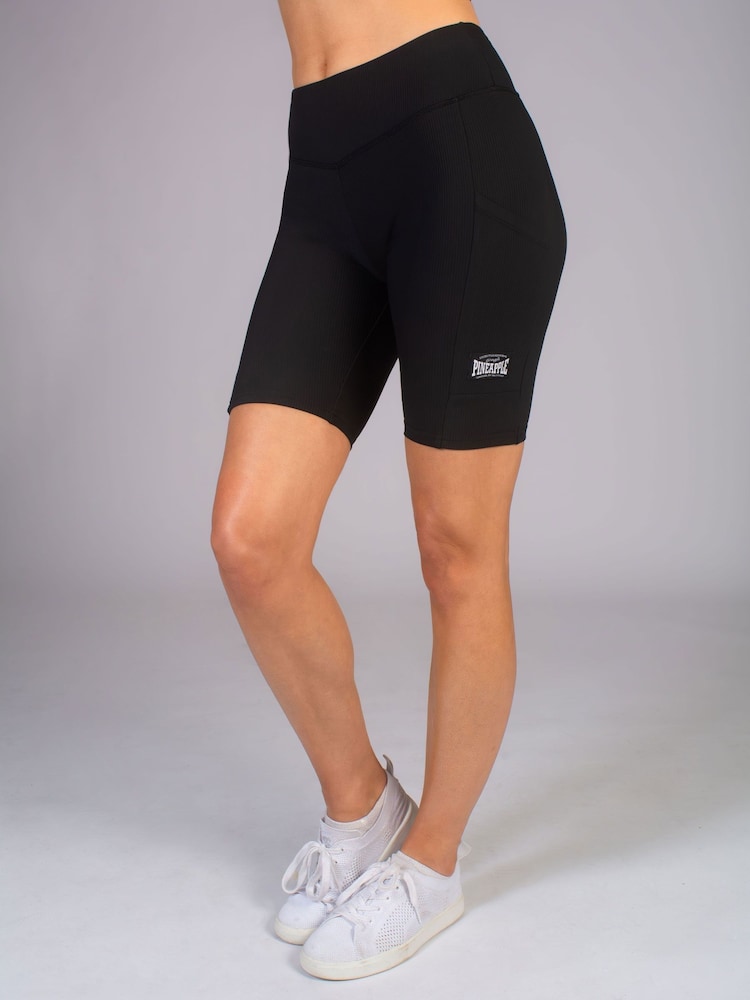 Preto - Pineapple Womens Rib Cycling Shorts with Pocket - Imagem 1 de 9