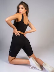 Preto - Pineapple Womens Rib Cycling Shorts with Pocket - Imagem 5 de 9