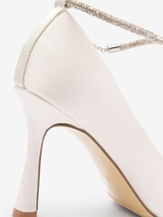 Ivory White Forever Comfort® Wedding Jewel Ankle Strap Point Toe Court Bridal Shoes - Image 8 of 8