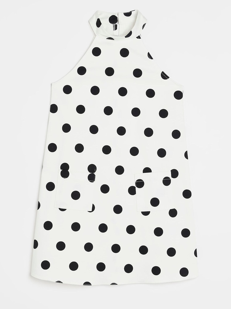 River Island Sam Polka Shift White Dress - Image 1 of 1