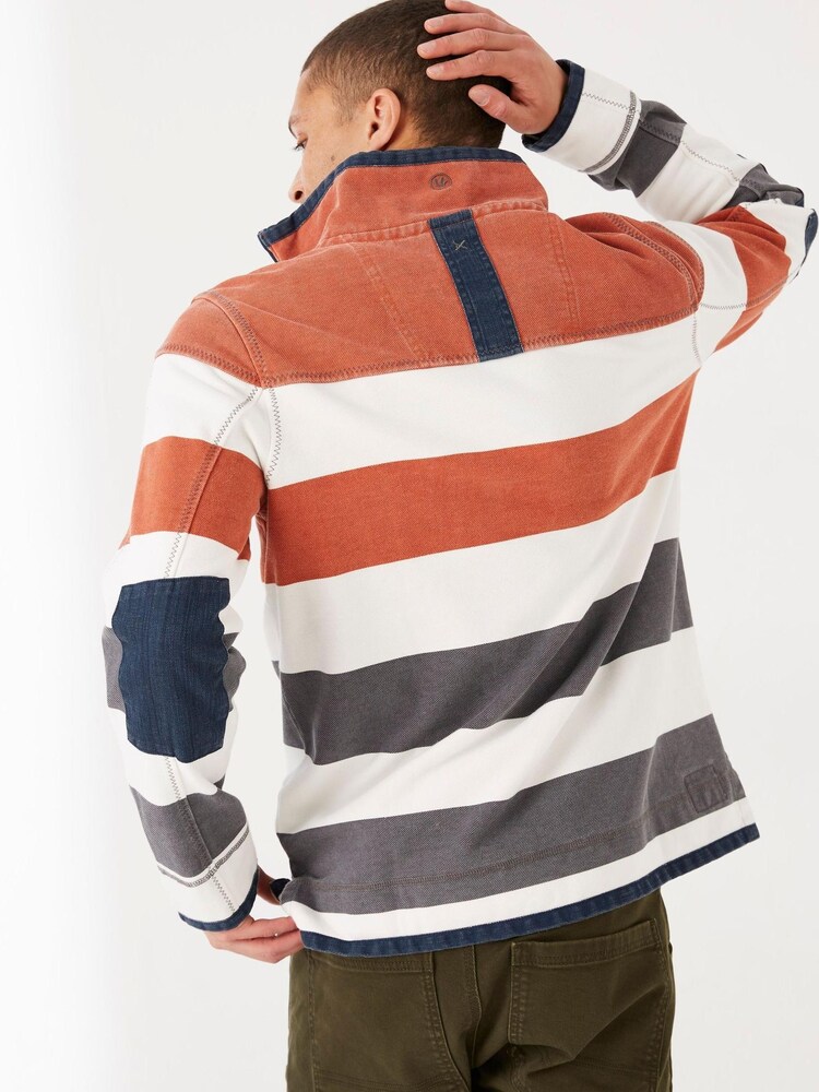 Fat Face Orange Airlie Rugby Striped Sweatshirt - Image 2 of 6 Fat Face Orange Airlie Rugby Striped Sweatshirt - Image 2 of 6