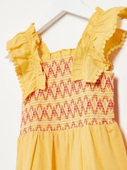 River Island Orange 100% Cotton Stitch Ruffle Smock Dress - Image 3 of 3