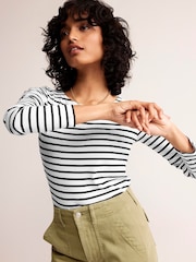 Boden Black 100% Cotton Long Sleeve Breton Top - Image 1 of 6