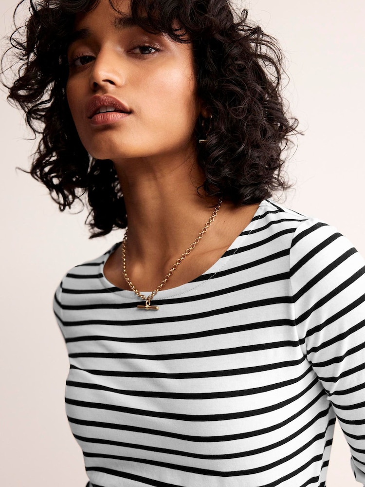 Boden Black 100% Cotton Long Sleeve Breton Top - Image 2 of 6