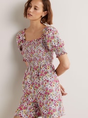 Boden Red Smocked Bodice Playsuit - Image 1 of 6