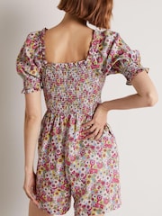 Boden Red Smocked Bodice Playsuit - Image 2 of 6