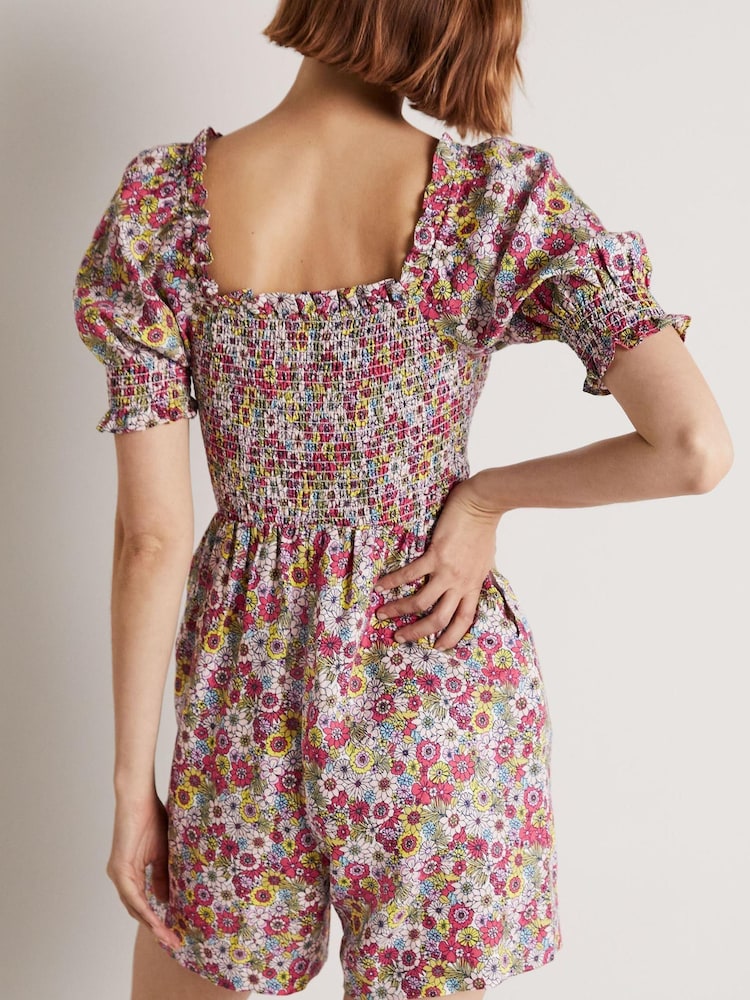 Boden Red Smocked Bodice Playsuit - Image 2 of 6 Boden Red Smocked Bodice Playsuit - Image 2 of 6