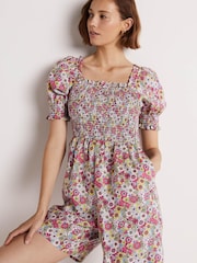 Boden Red Smocked Bodice Playsuit - Image 3 of 6