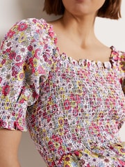 Boden Red Smocked Bodice Playsuit - Image 4 of 6