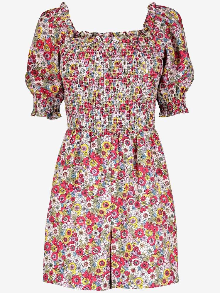 Boden Red Smocked Bodice Playsuit - Image 6 of 6