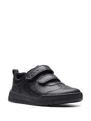 Clarks Black Multi Fit Leather Kick Pace Kids Shoes - Image 3 of 7