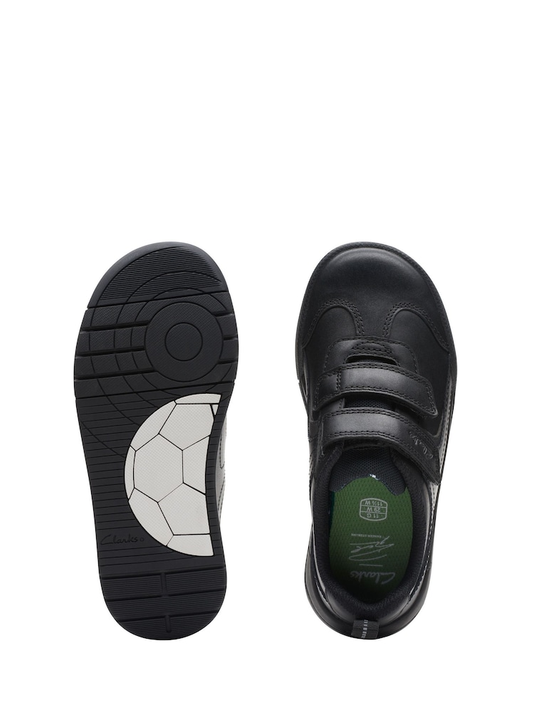 Clarks Black Multi Fit Leather Kick Pace Kids Shoes - Image 7 of 7