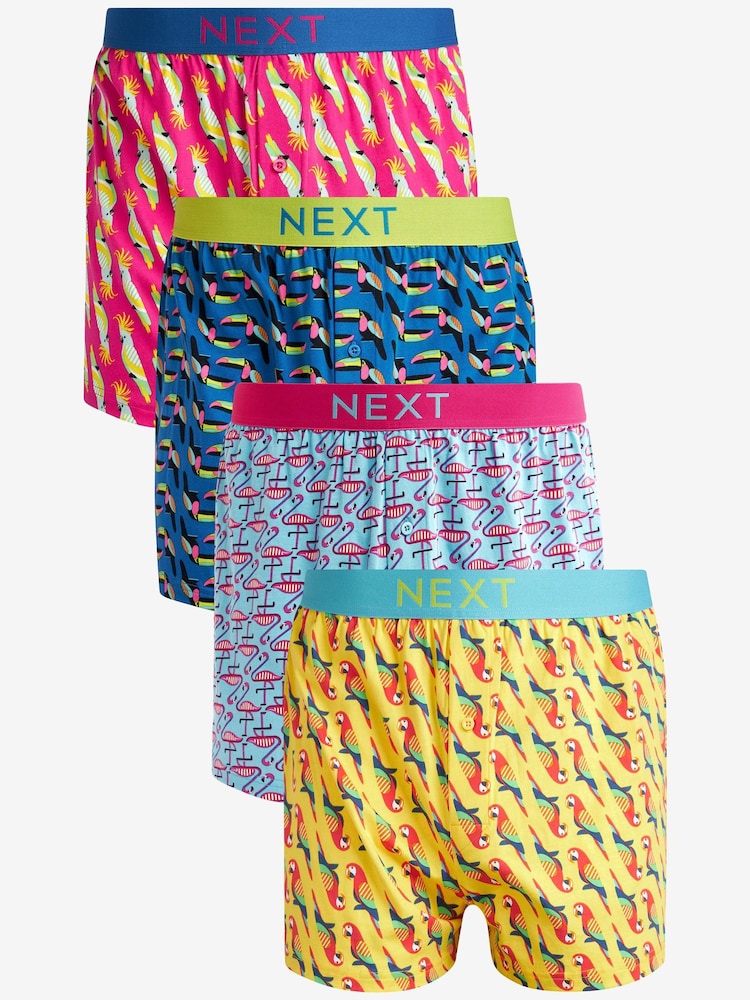 Bright Bird Print 4 pack Jersey Boxers - Image 1 of 6