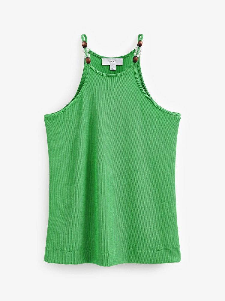 Grün - Camisole mit Spaghettiträgern und Perlen - Bild 4 von 4 Grün - Camisole mit Spaghettiträgern und Perlen - Bild 4 von 4